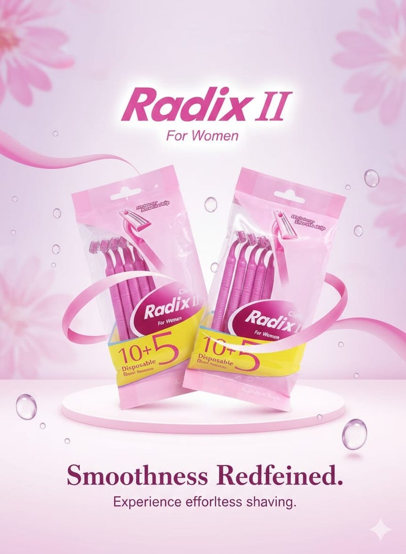 Radix Clean Razors for Women – Perfect Smoothness with 10+5 Offer (2 Packs) - Image 1